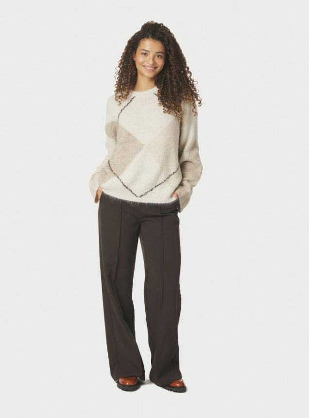 Inga Check Fluff Knit Blouse Creme