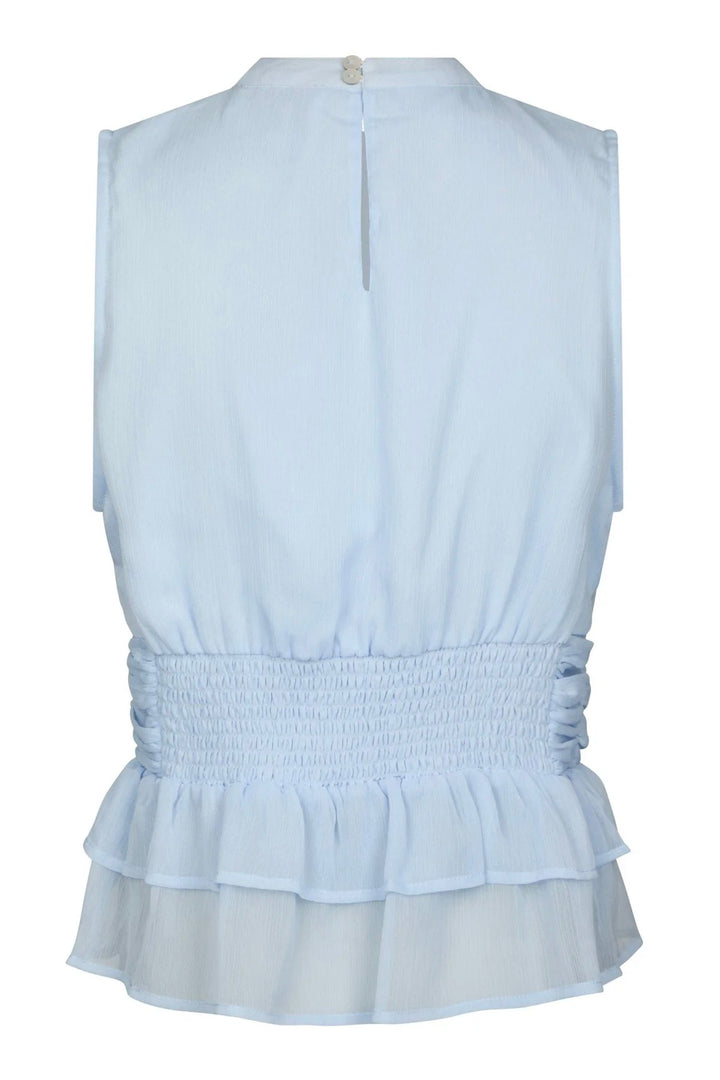Ansol Solid Chiffon Top Light Blue