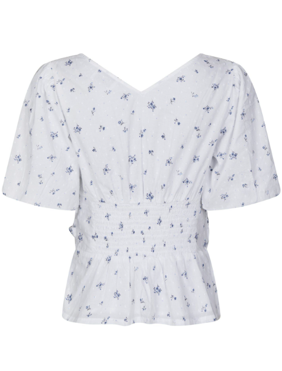Sapura Flower Dobby Blouse Blue Flower
