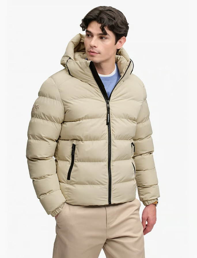 Hooded Sports Puffer Jacket  Climbing Chalk