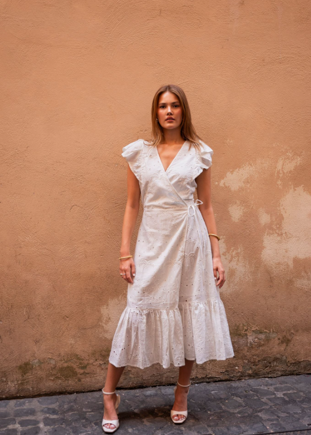 Valeria Wrap Dress Vanilla Gardenia