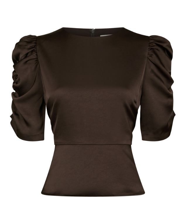Benua Heavy Sateen Blouse Dark Brown