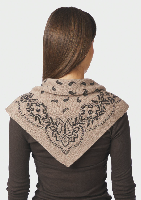 Adelina Paisley Knit Scarf Beige Melange