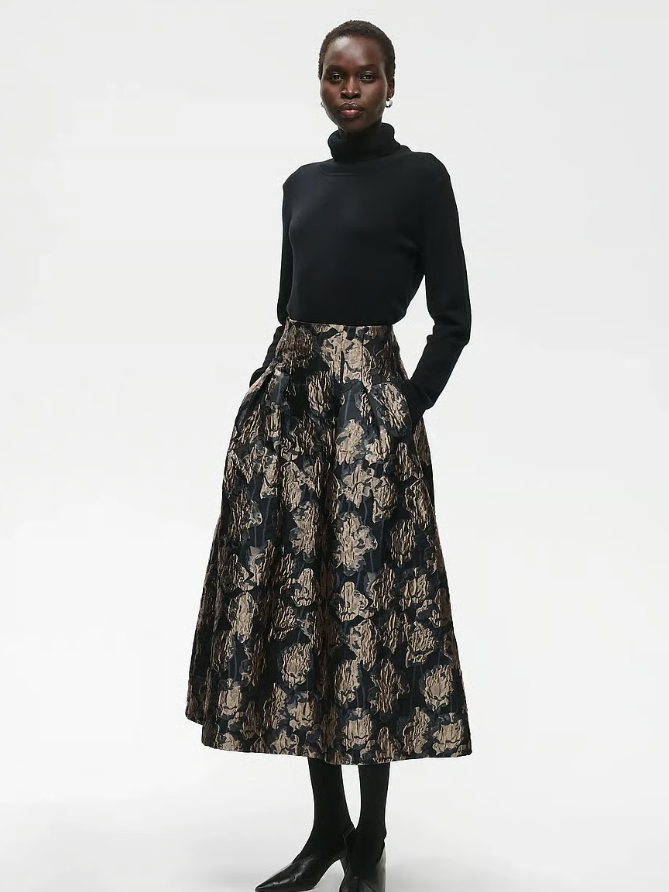 YanceIW Skirt Flower Jacquard