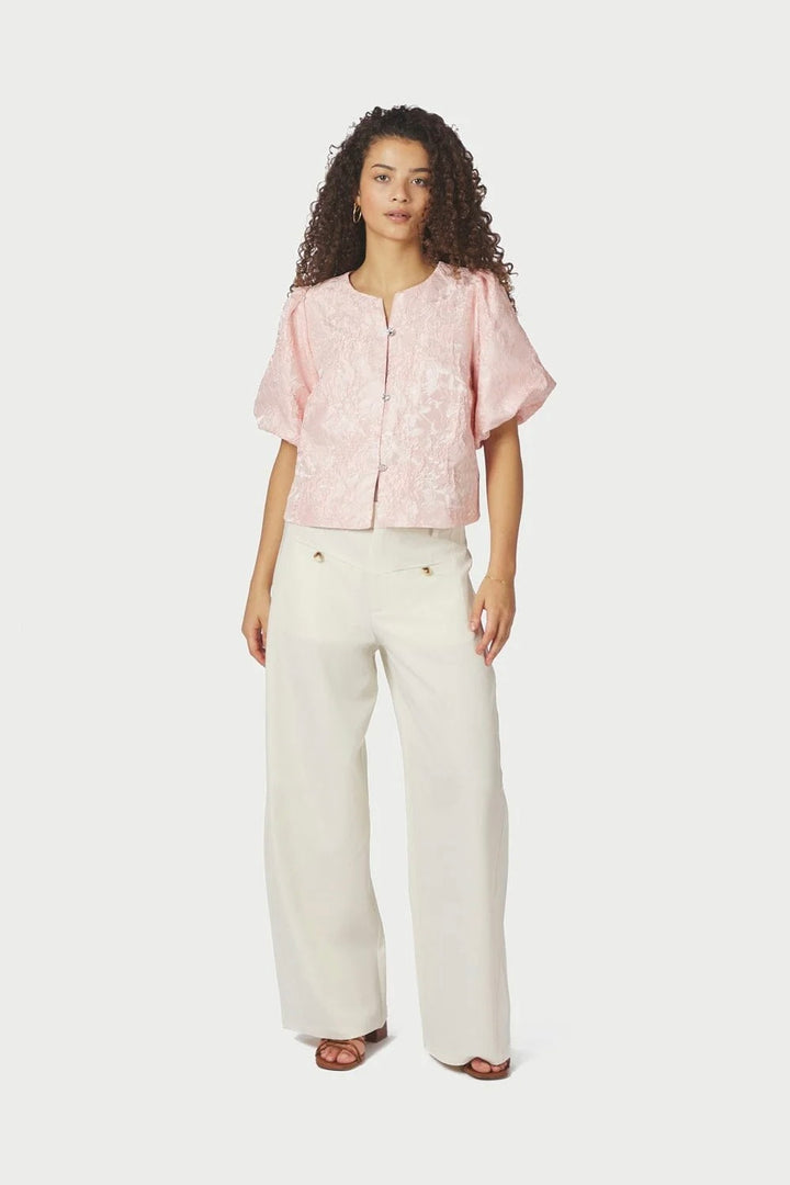 Aisa Soft Brocade Blouse Light Pink