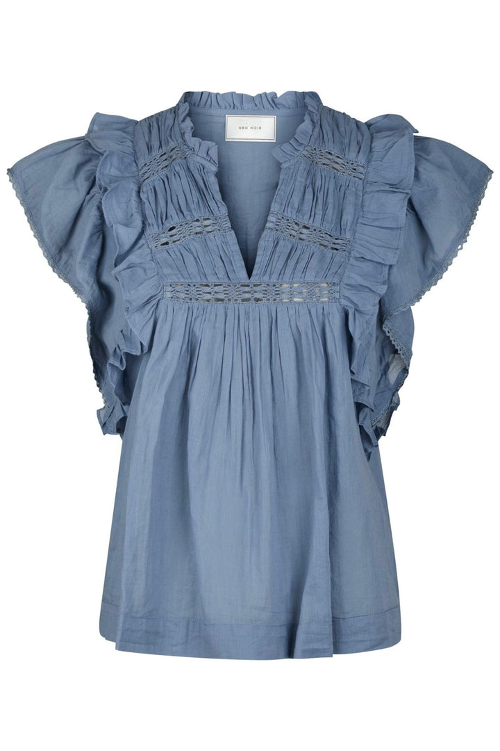 Jayla S Voile Top Smoke Blue