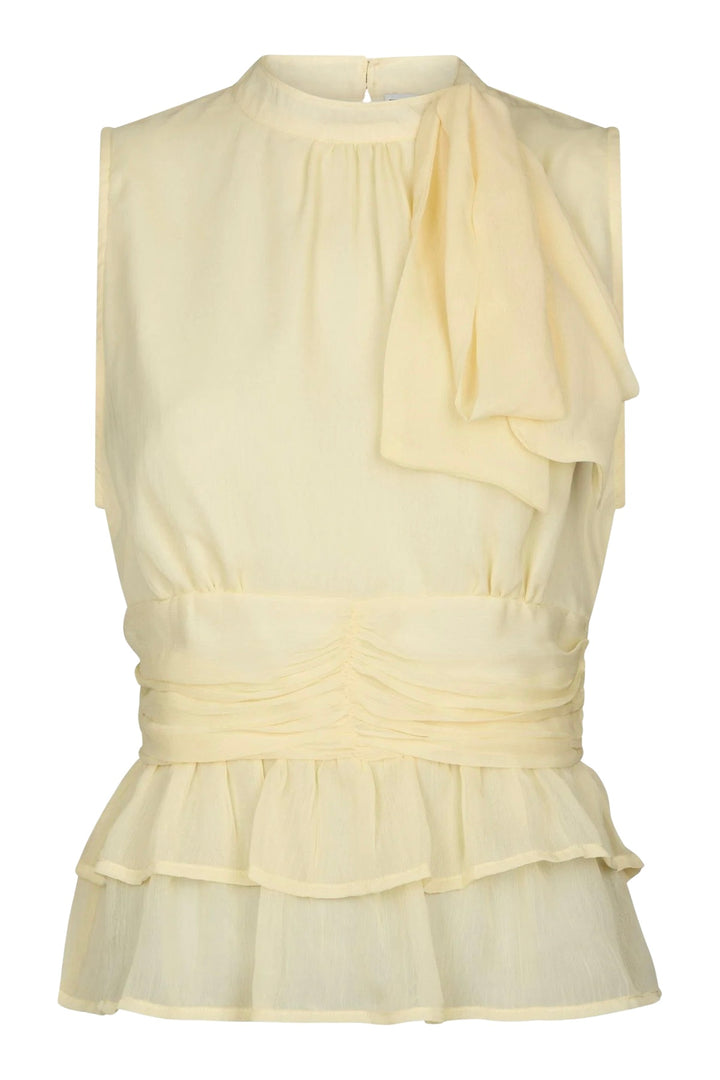 Ansol Solid Chiffon Top Light Yellow