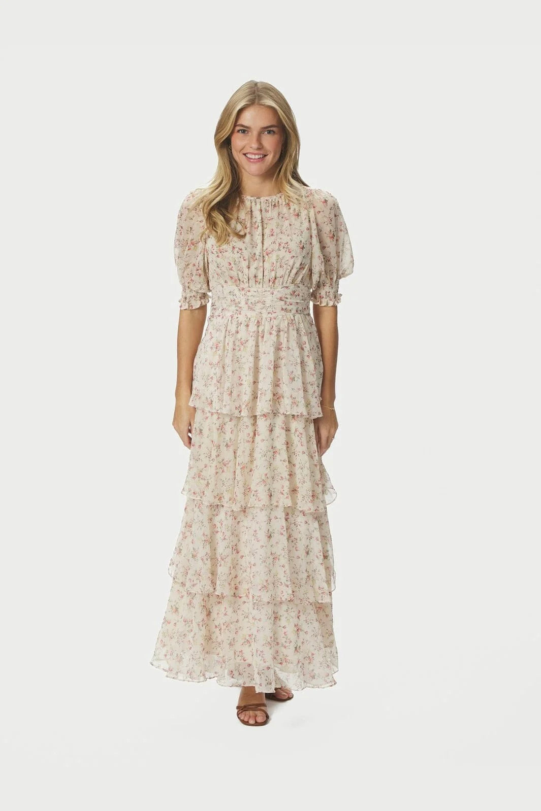 Sable Meadow Printed Dress Creme