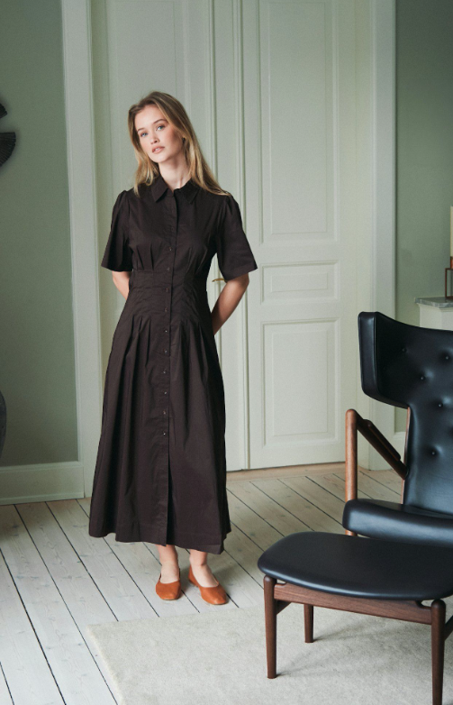 Baia Poplin Dress  Chocolate Brown