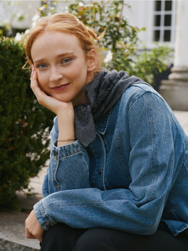 Adelina Paisley Knit Scarf Antracit Melange