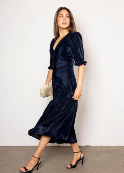 Ophelia Dress Velvet Blue Sapphire