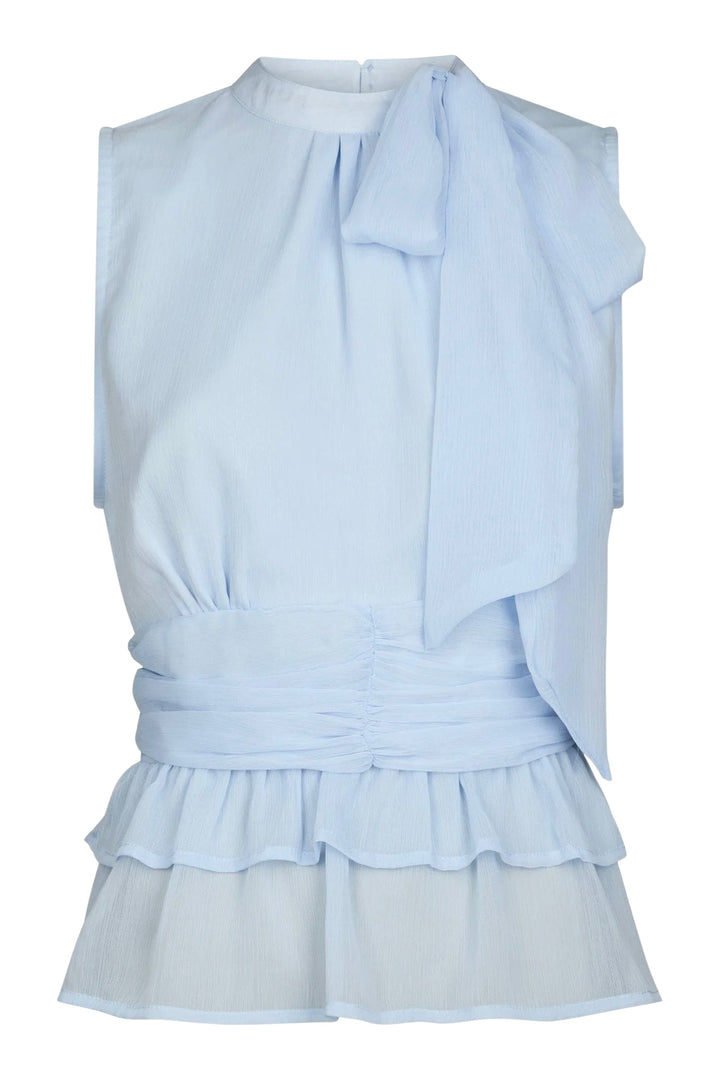 Ansol Solid Chiffon Top Light Blue