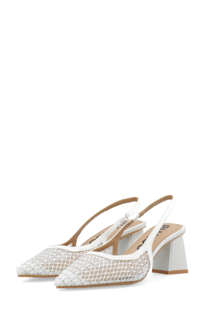 BIAMARALYN Slingback Rhinestone Mesh Offwhite