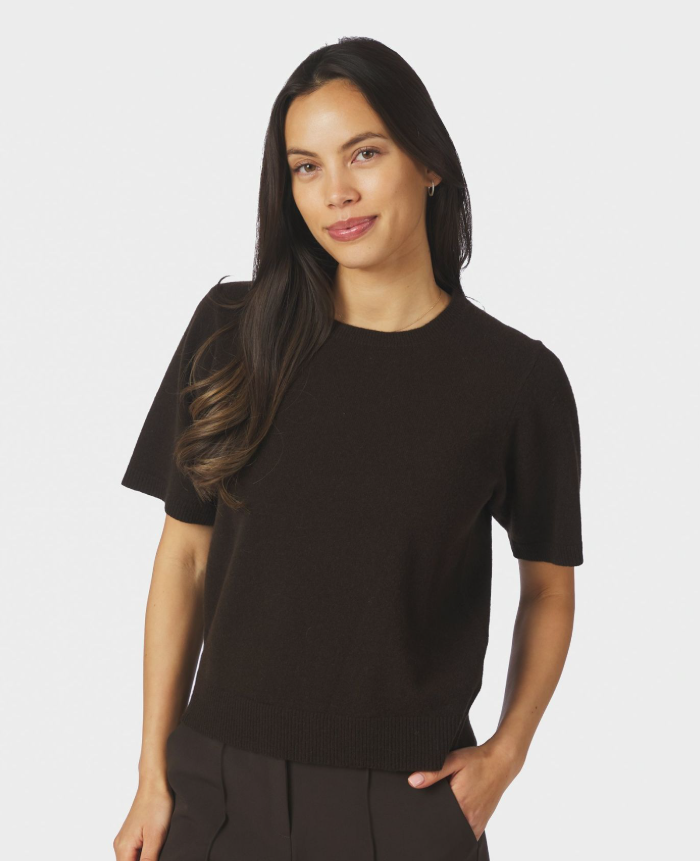 Missy Wool Knit Tee Dark Brown