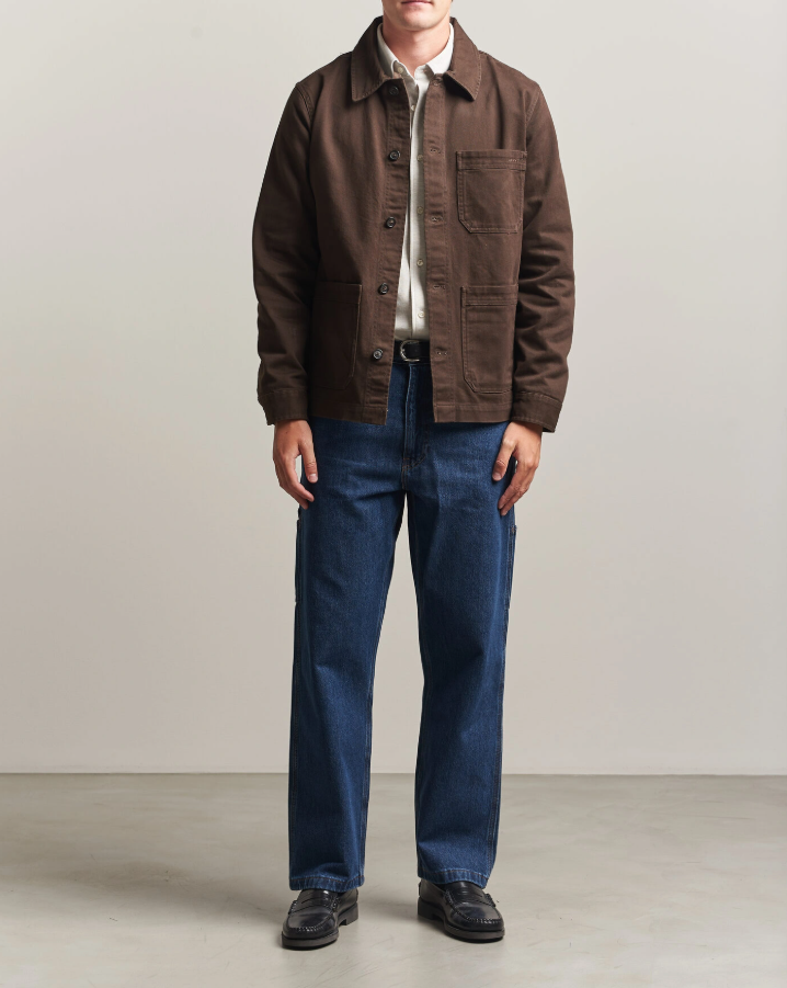 Reg Brushed Twill Overshirt Black Brown