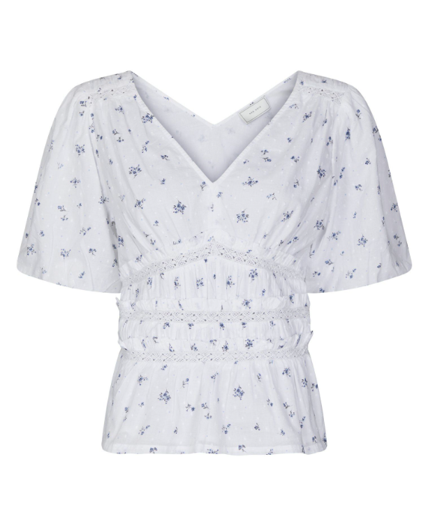 Sapura Flower Dobby Blouse Blue Flower