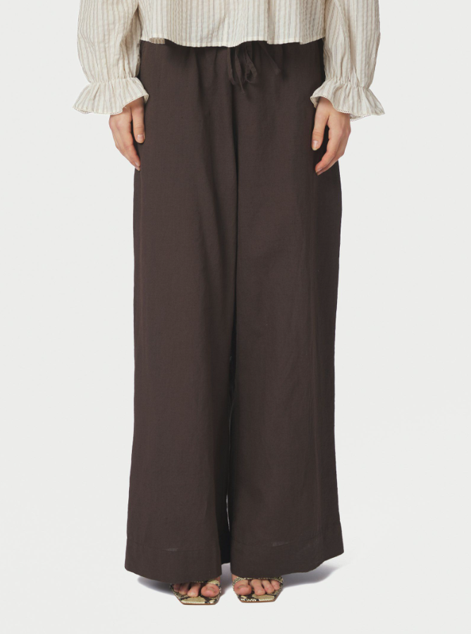 Heifa Linen Pants Production Dark Brown