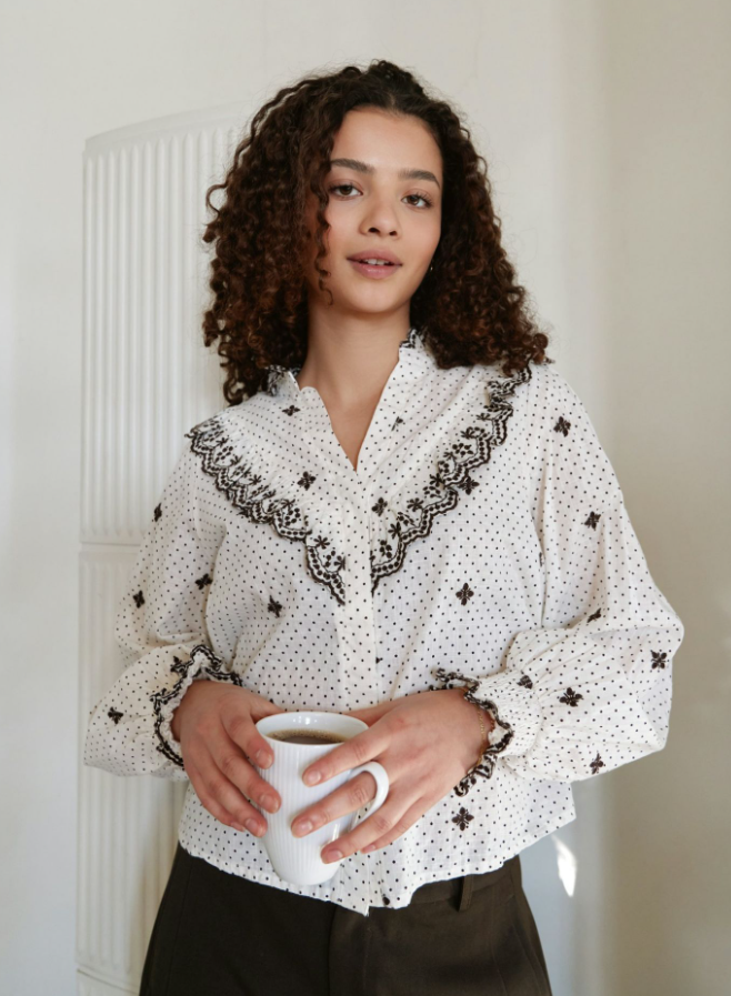 Degas Dot Blouse Offwhite