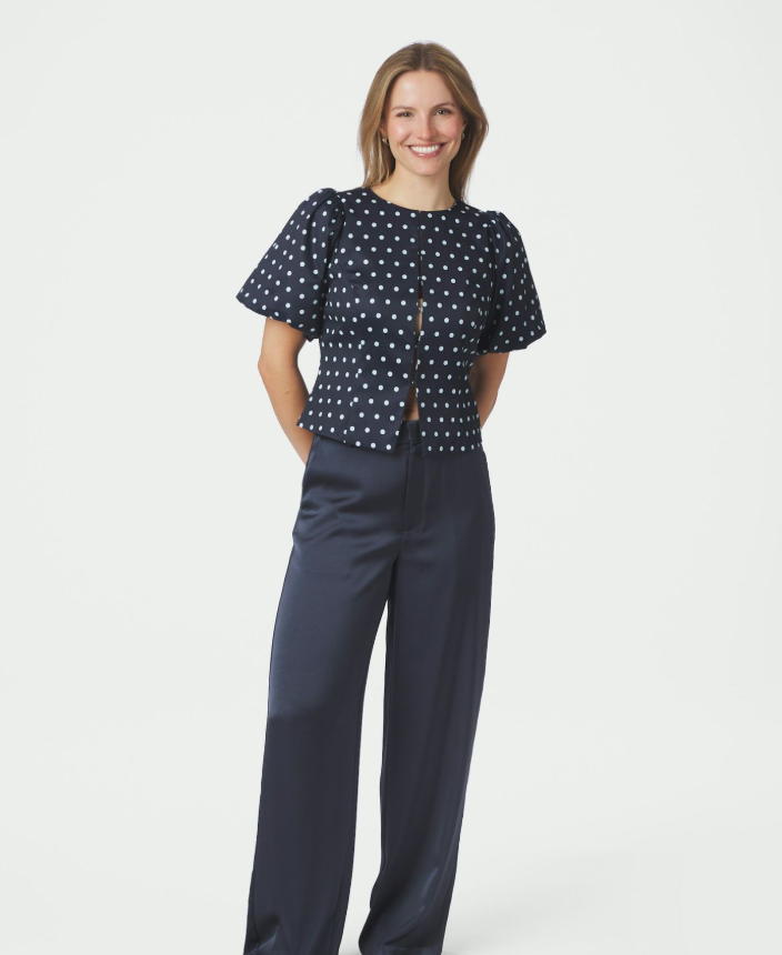 Anela Dot Blouse Navy