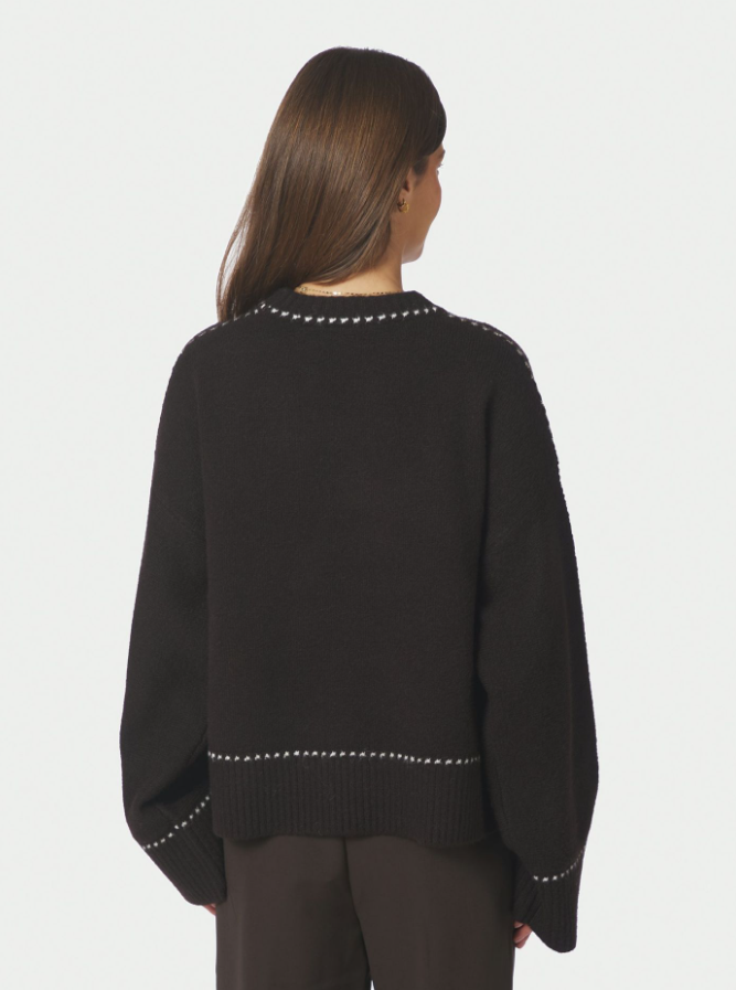 Roeme Knit Stitch Blouse Dark Brown
