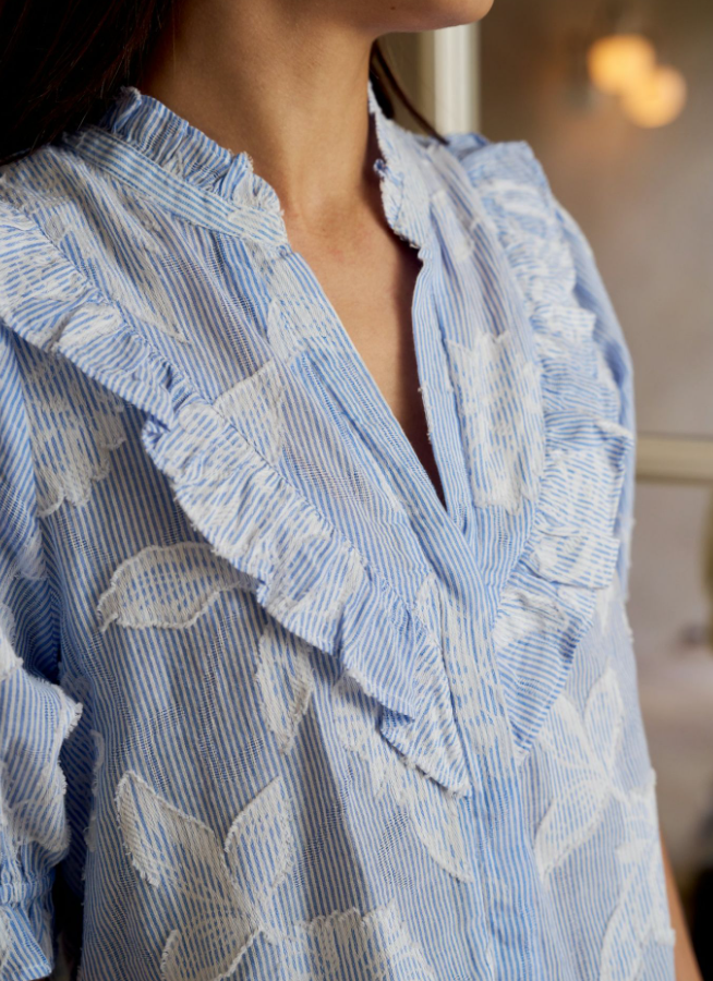 Manet Jacquard Blouse Light Blue